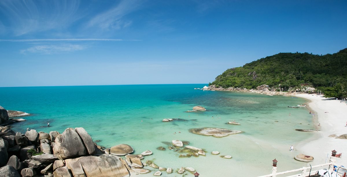 Crystal Bay Beach with clear turquoise water and white sand
